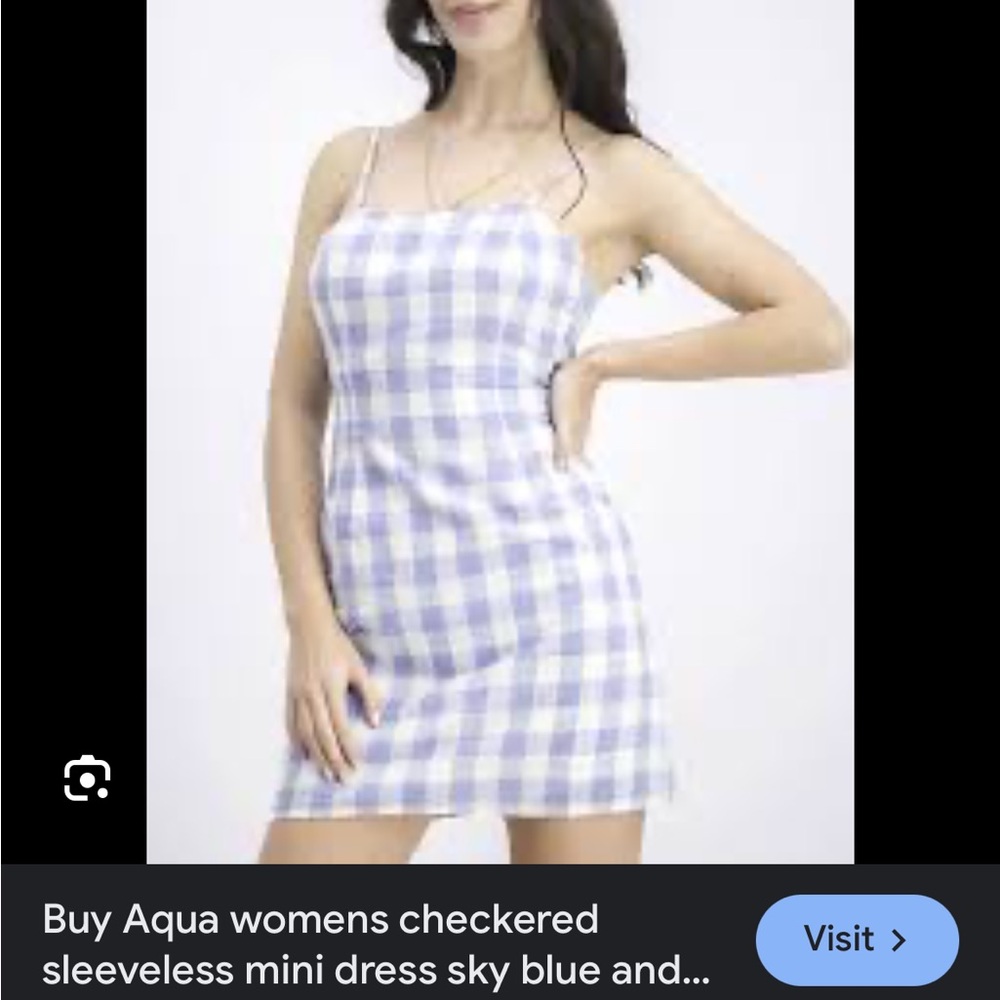 Blue and white plaid dress from brand aqua! Size xs with tie in the back!